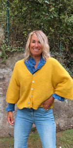 Chaqueta de punto mostaza