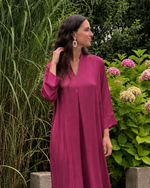 Vestido largo amplio berenjena (Talla grande)