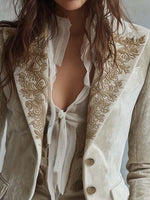 Blazer de sastre marfil bordado