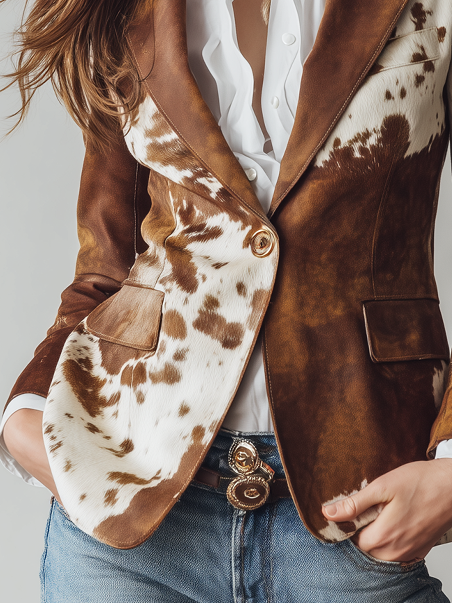 Blazer vintage con estampado de vaca