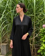 Vestido largo amplio negro (Talla grande)