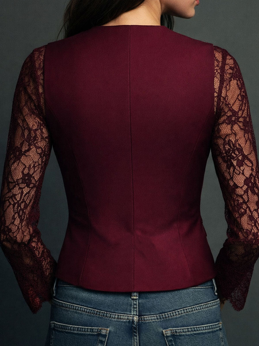 Top blazer con mangas semitransparentes