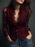 Top blazer con mangas semitransparentes