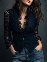 Top blazer con mangas semitransparentes