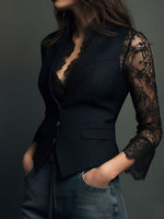 Top blazer con mangas semitransparentes