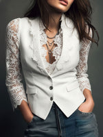Top blazer con mangas semitransparentes