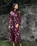 Kimono midi estampado burdeos