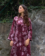 Kimono midi estampado burdeos