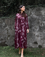 Kimono midi estampado burdeos