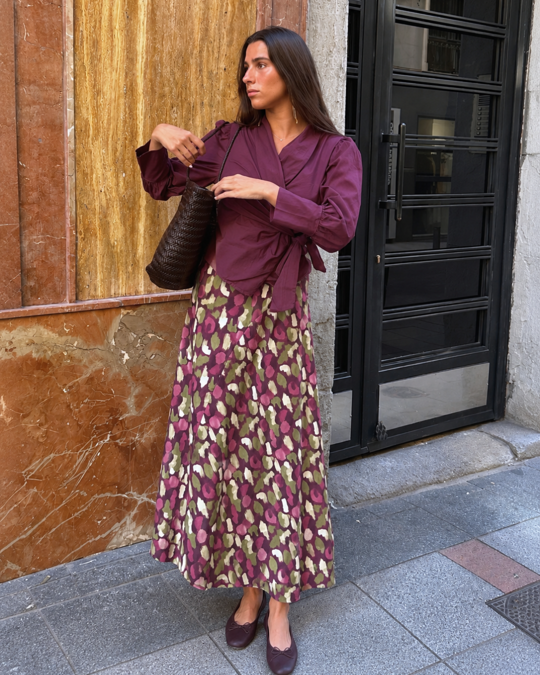 Blusa cruzada berenjena