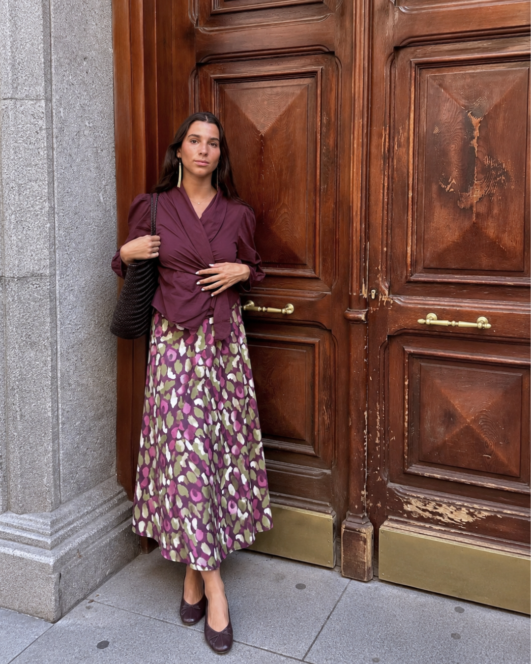 Blusa cruzada berenjena