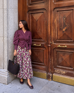 Blusa cruzada berenjena