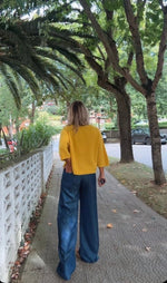 Chaqueta de punto mostaza