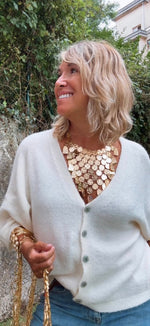 Chaqueta de punto crema