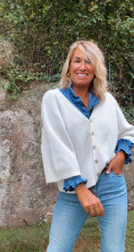 Chaqueta de punto crema