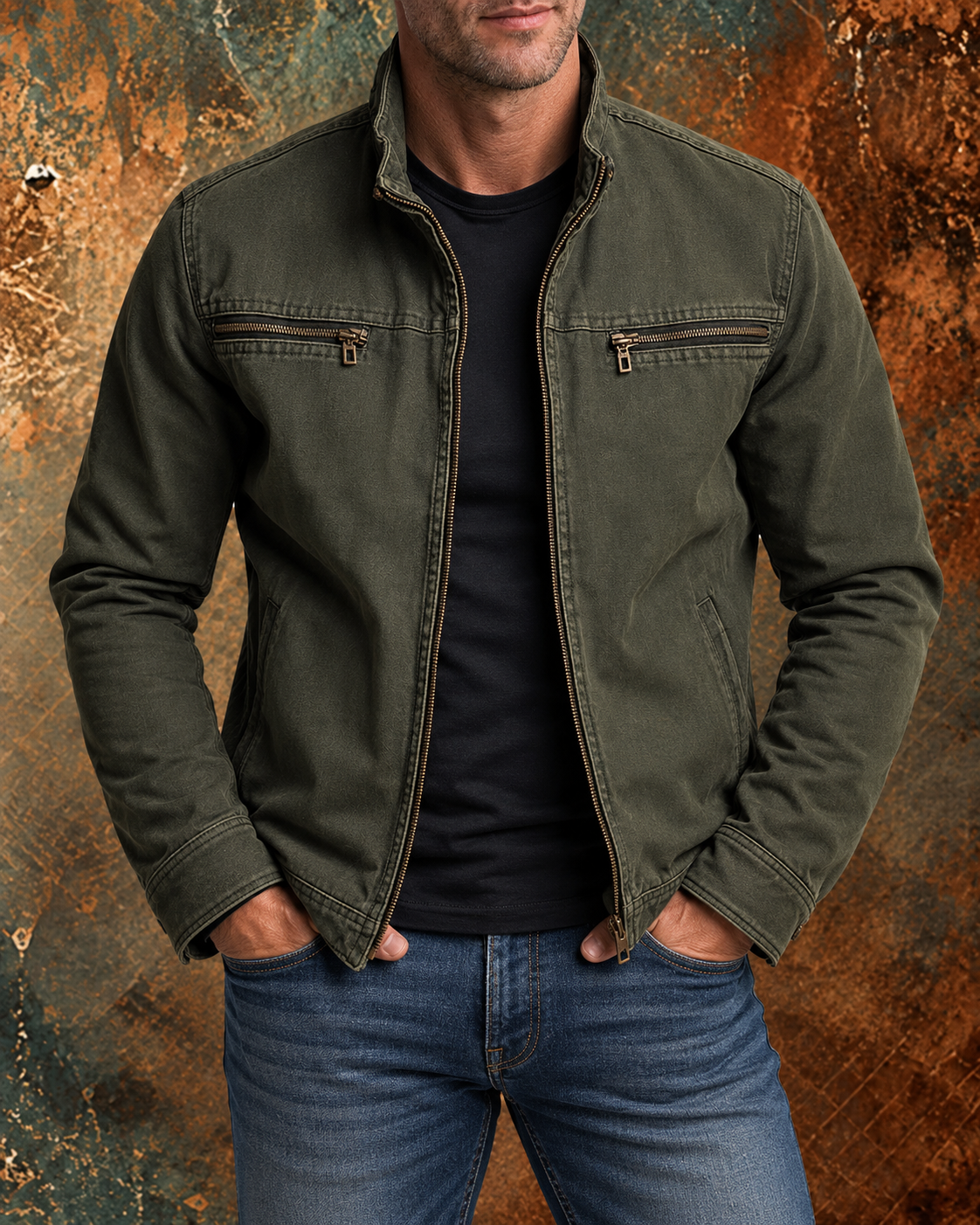 CHAQUETA MILITAR VERDE OLIVA