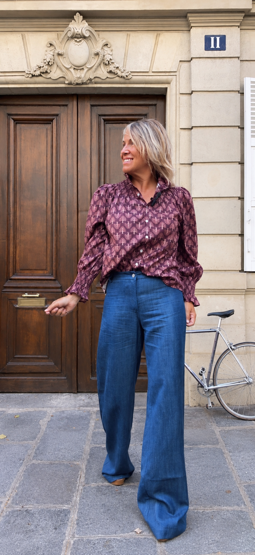 Blusa estampada holgada índigo
