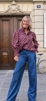 Blusa estampada holgada índigo