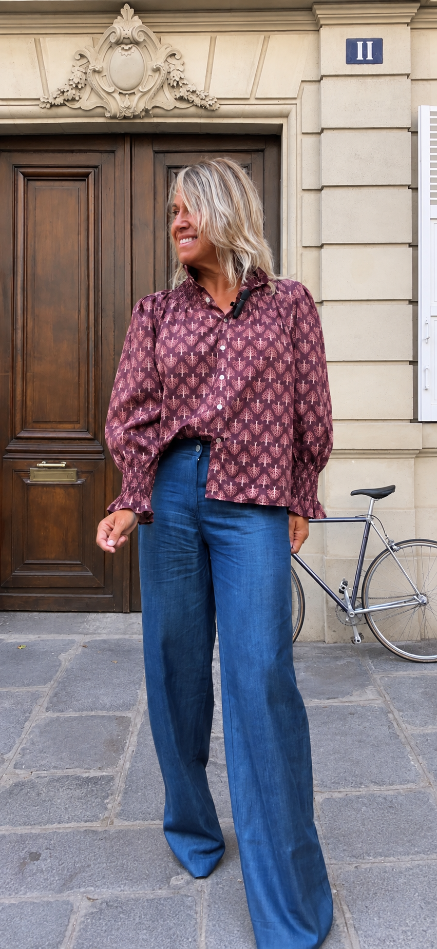 Blusa estampada holgada índigo
