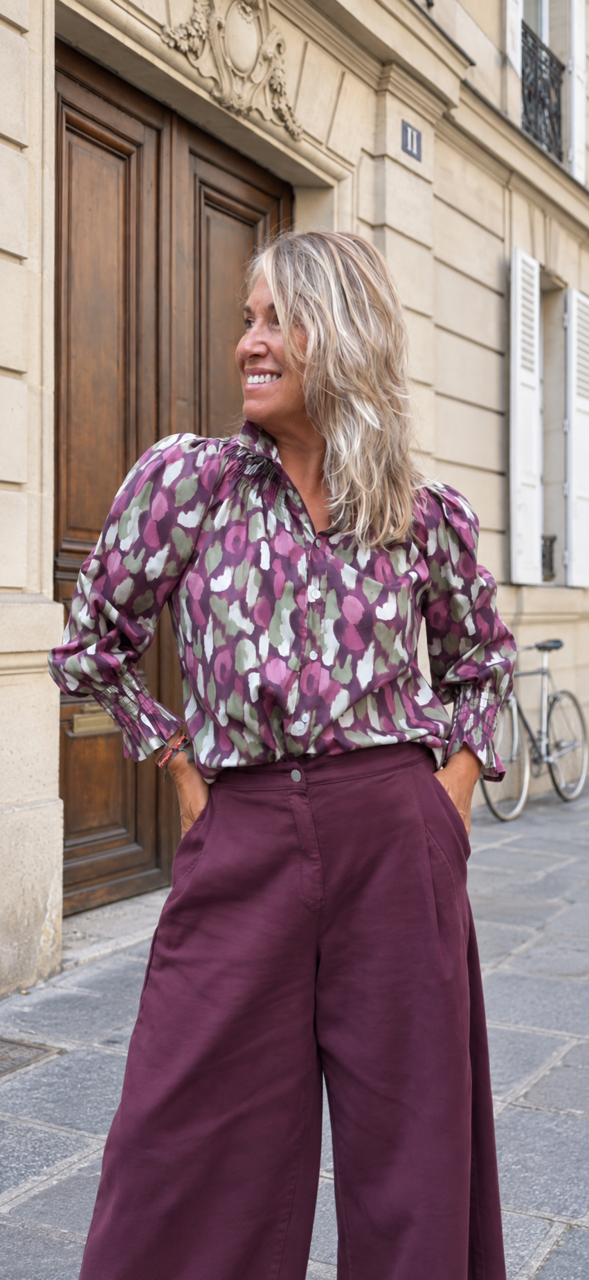 Blusa estampada holgada verde