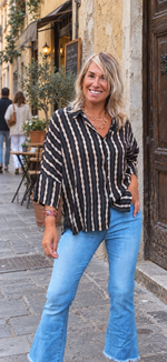 Camisa amplia de manga kimono negra
