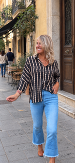 Camisa amplia de manga kimono negra
