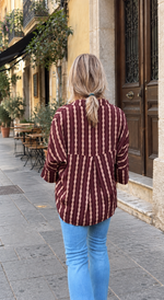 Camisa amplia de manga kimono burdeos