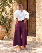 Pantalón tobillero berenjena