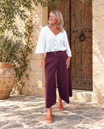 Pantalón tobillero berenjena