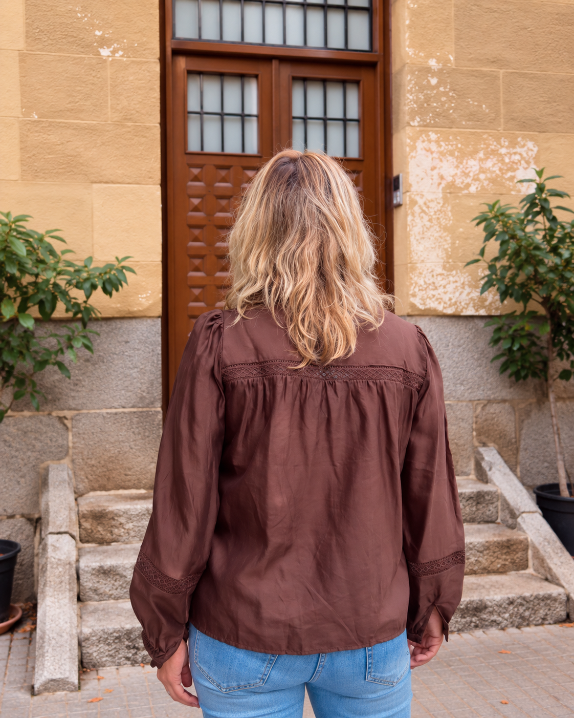 Camisa corta con tablas chocolate