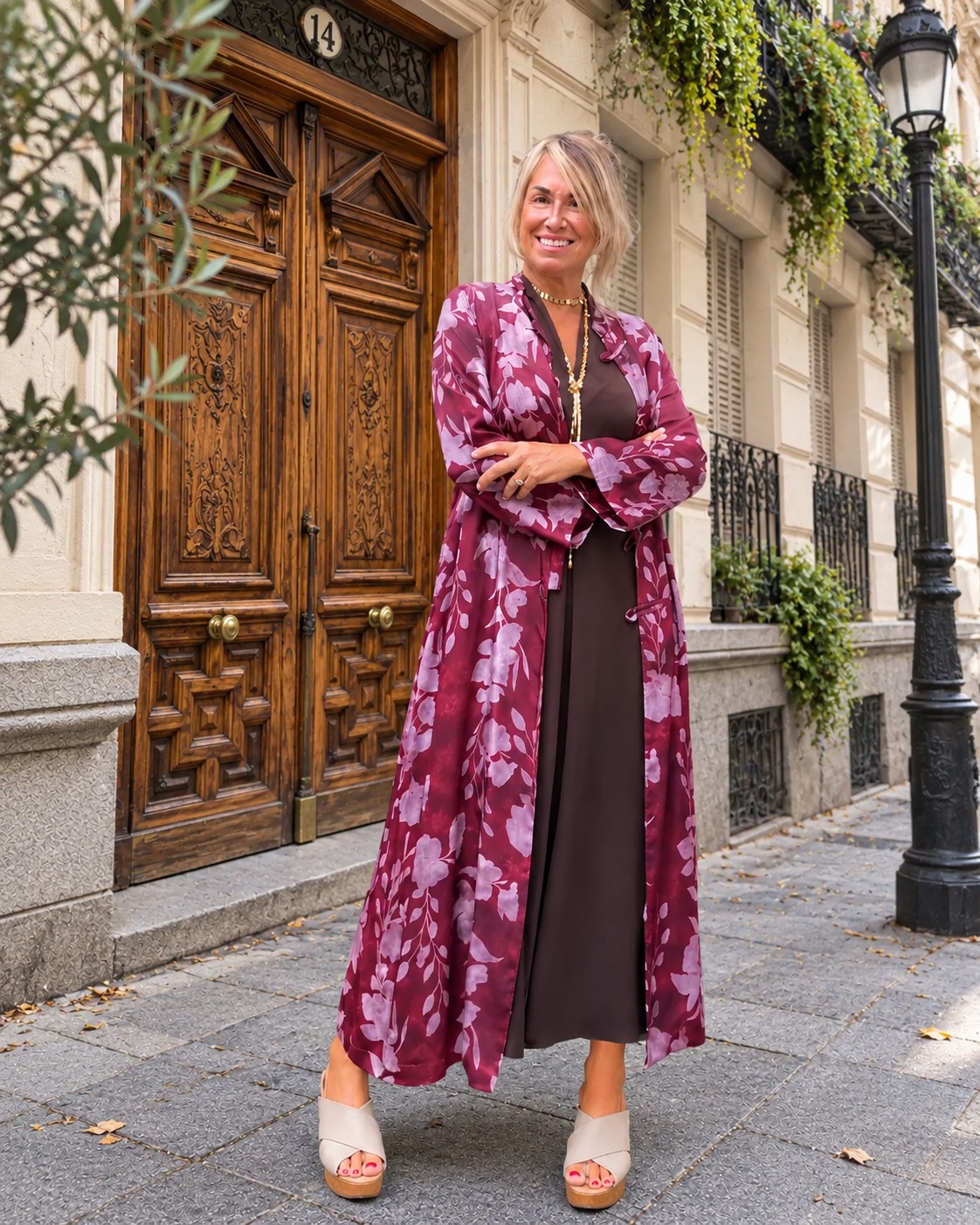 Vestido caftán midi chocolate