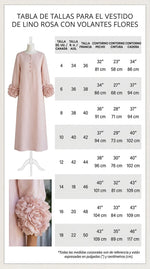 Vestido Estilo Francés con Flores 3D y Mangas Abullonadas