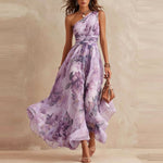 Vestido floral asimétrico de un hombro