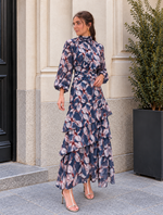 Vestido midi floral azul