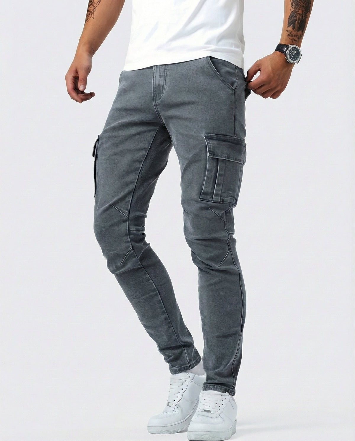 Pantalón Cargo Marino Elástico
