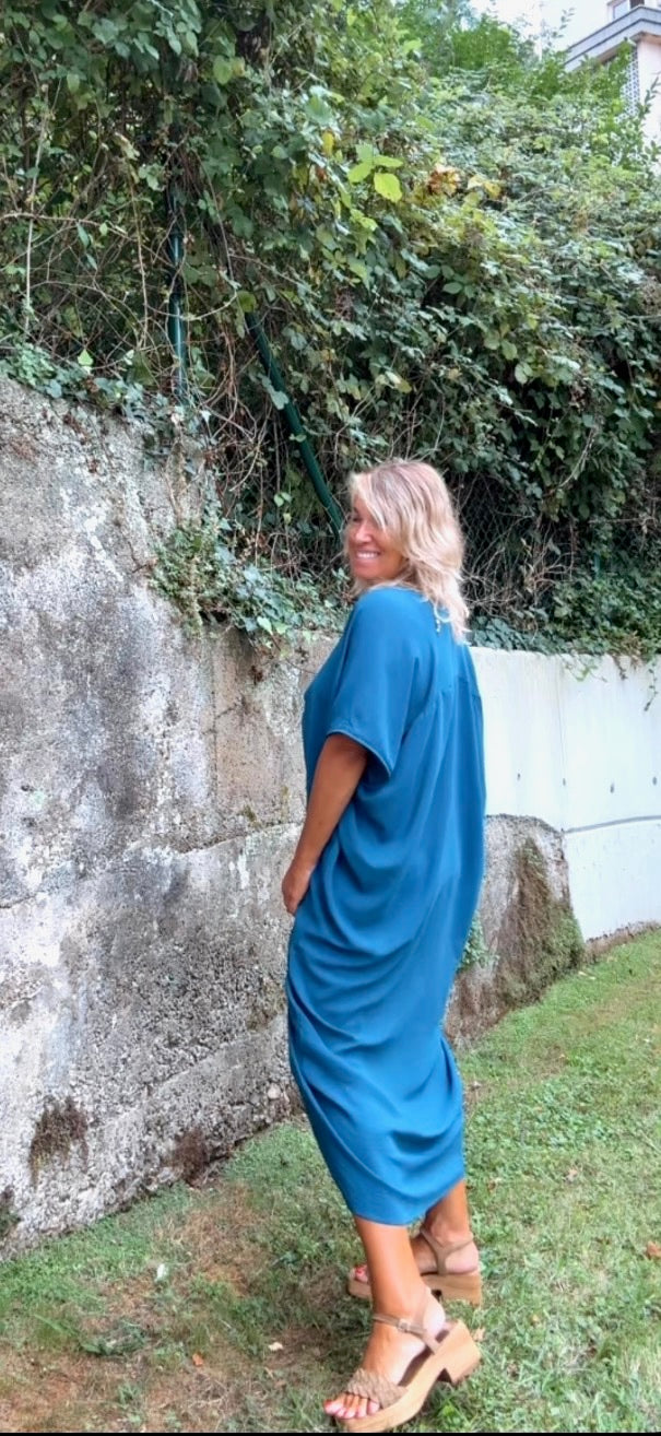 Vestido largo fluido azul