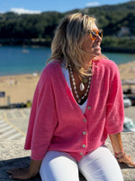 Chaqueta de punto rosa