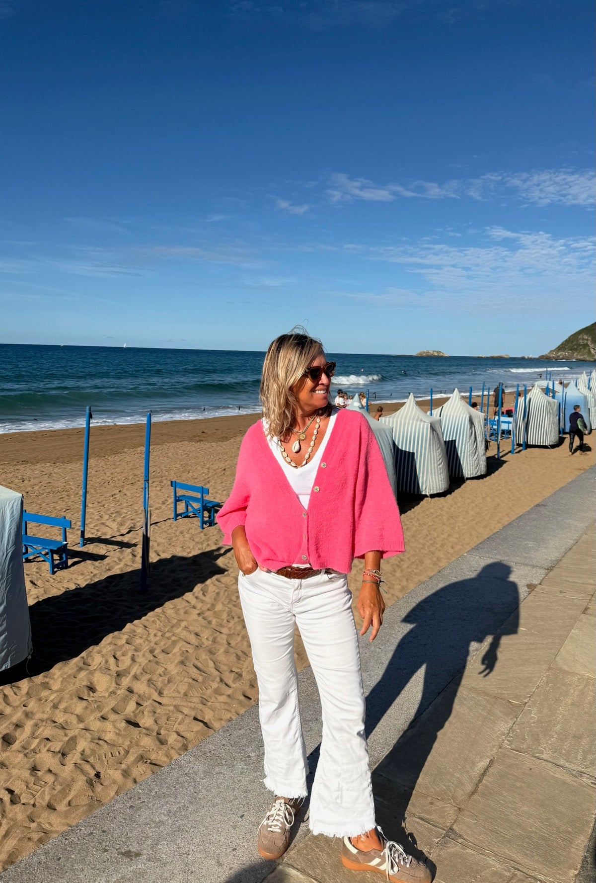 Chaqueta de punto rosa