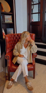 Gabardina corta camel