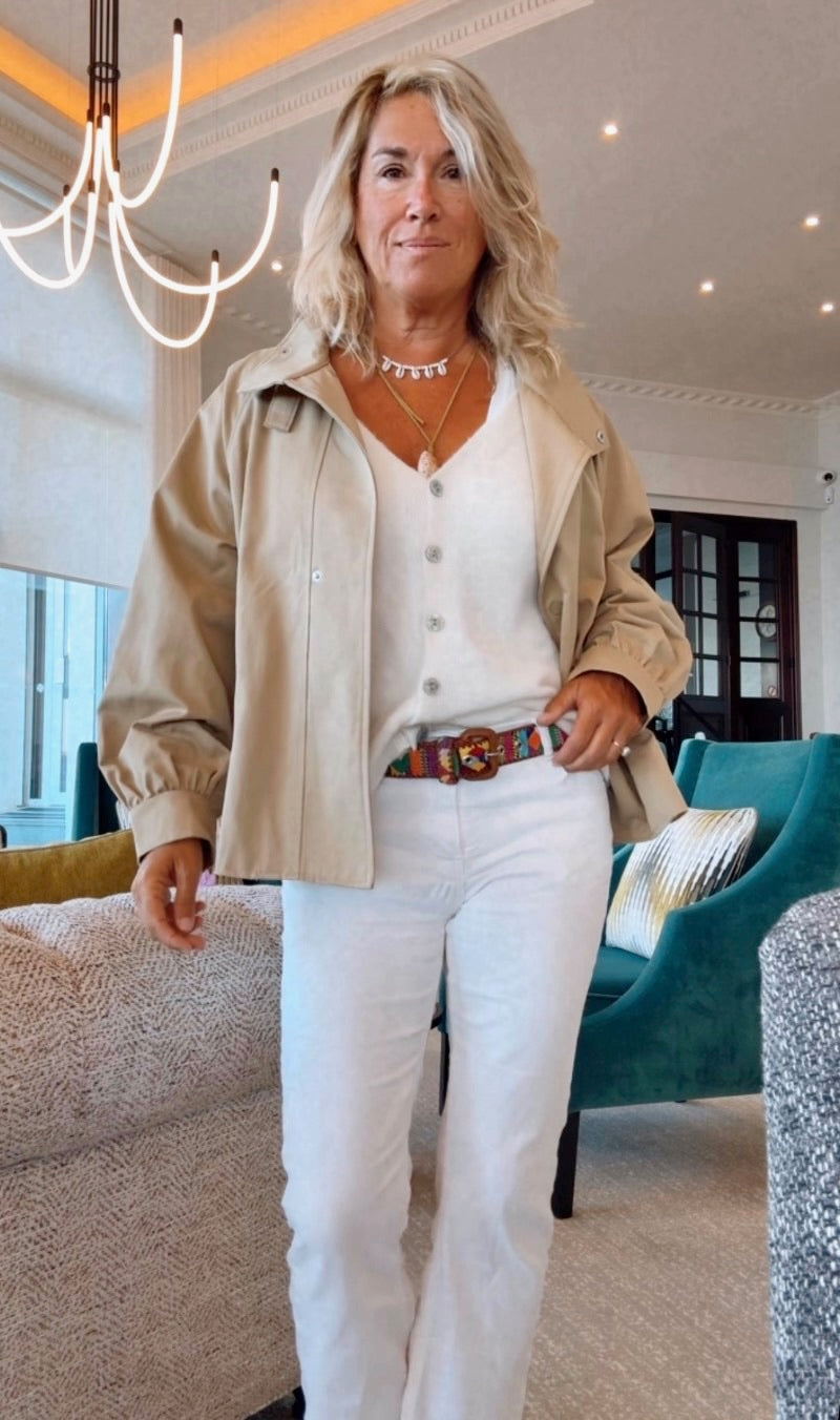 Gabardina corta camel