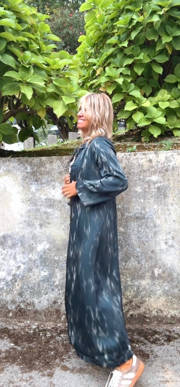 Kimono midi estampado gris