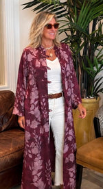 Susana · Kimono midi estampado burdeos