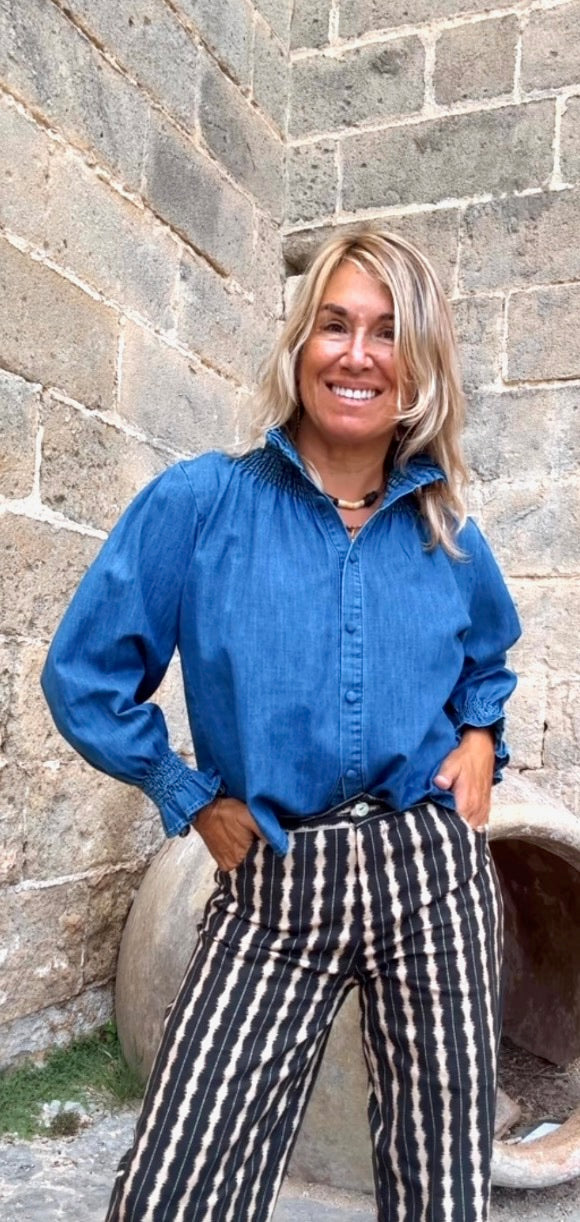 Pantalón recto estampado negro