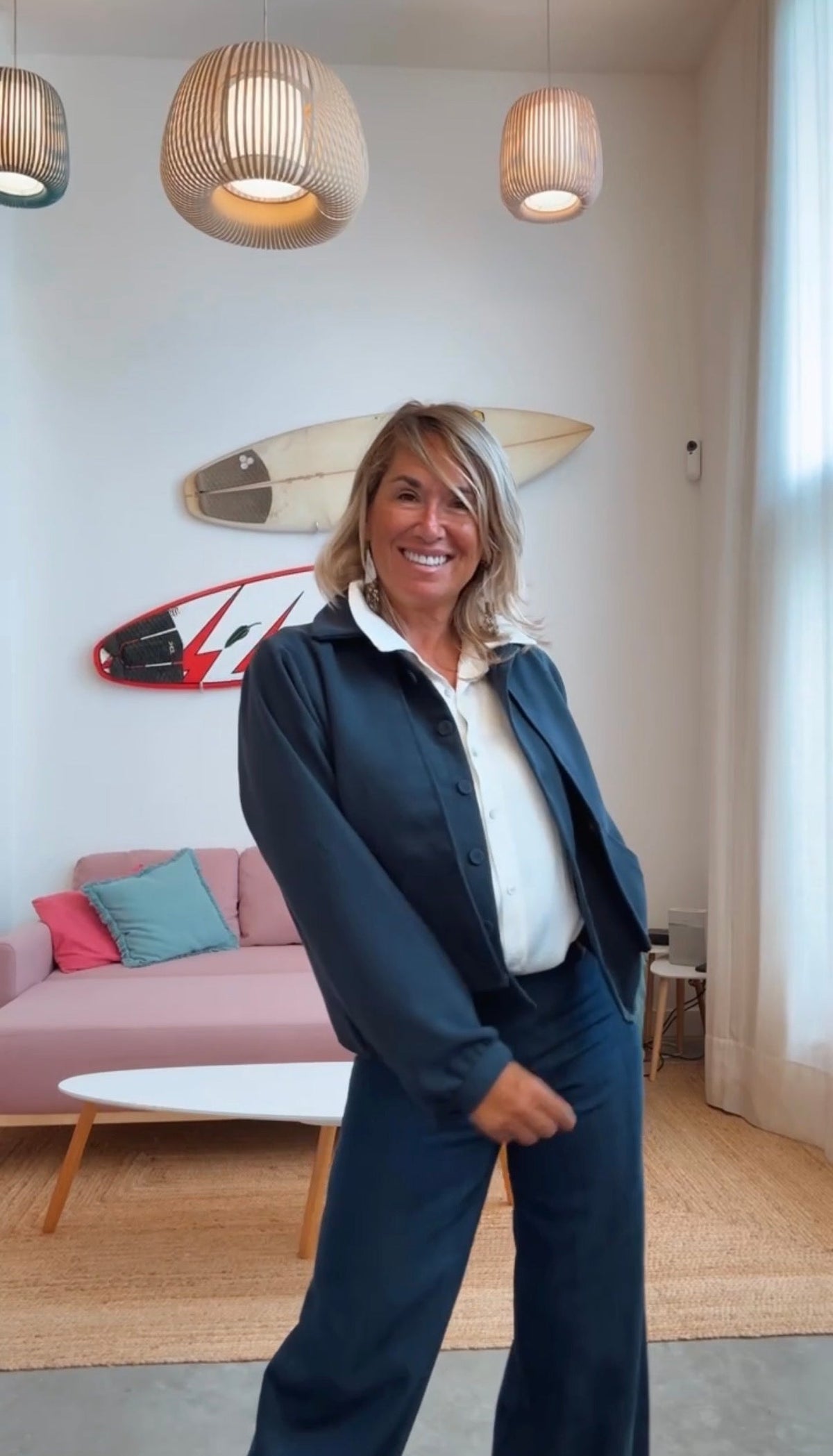 Chaqueta corta jaspeada marino