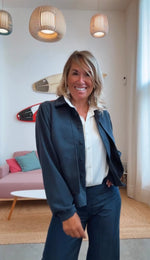 Chaqueta corta jaspeada marino