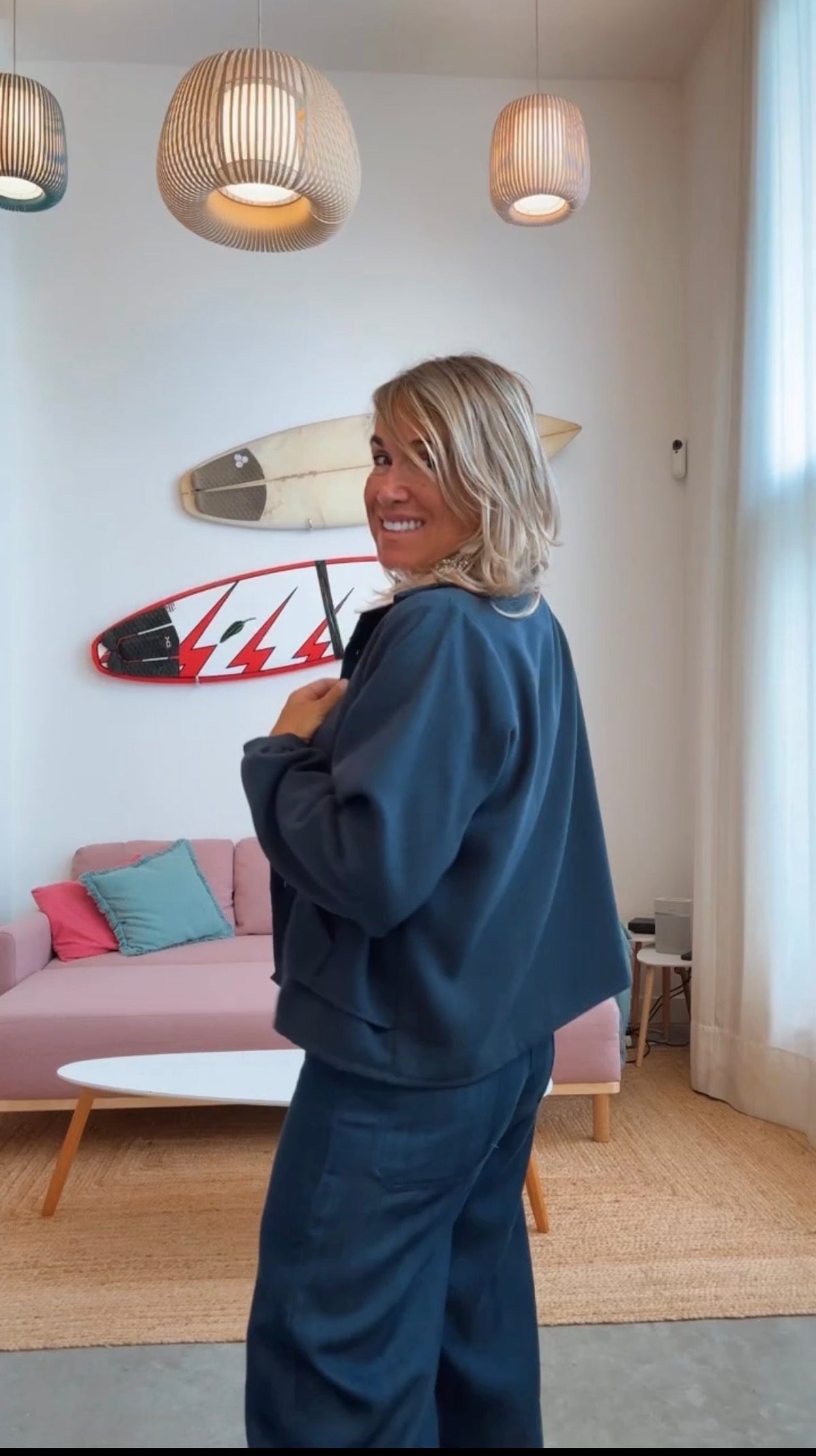 Chaqueta corta jaspeada marino