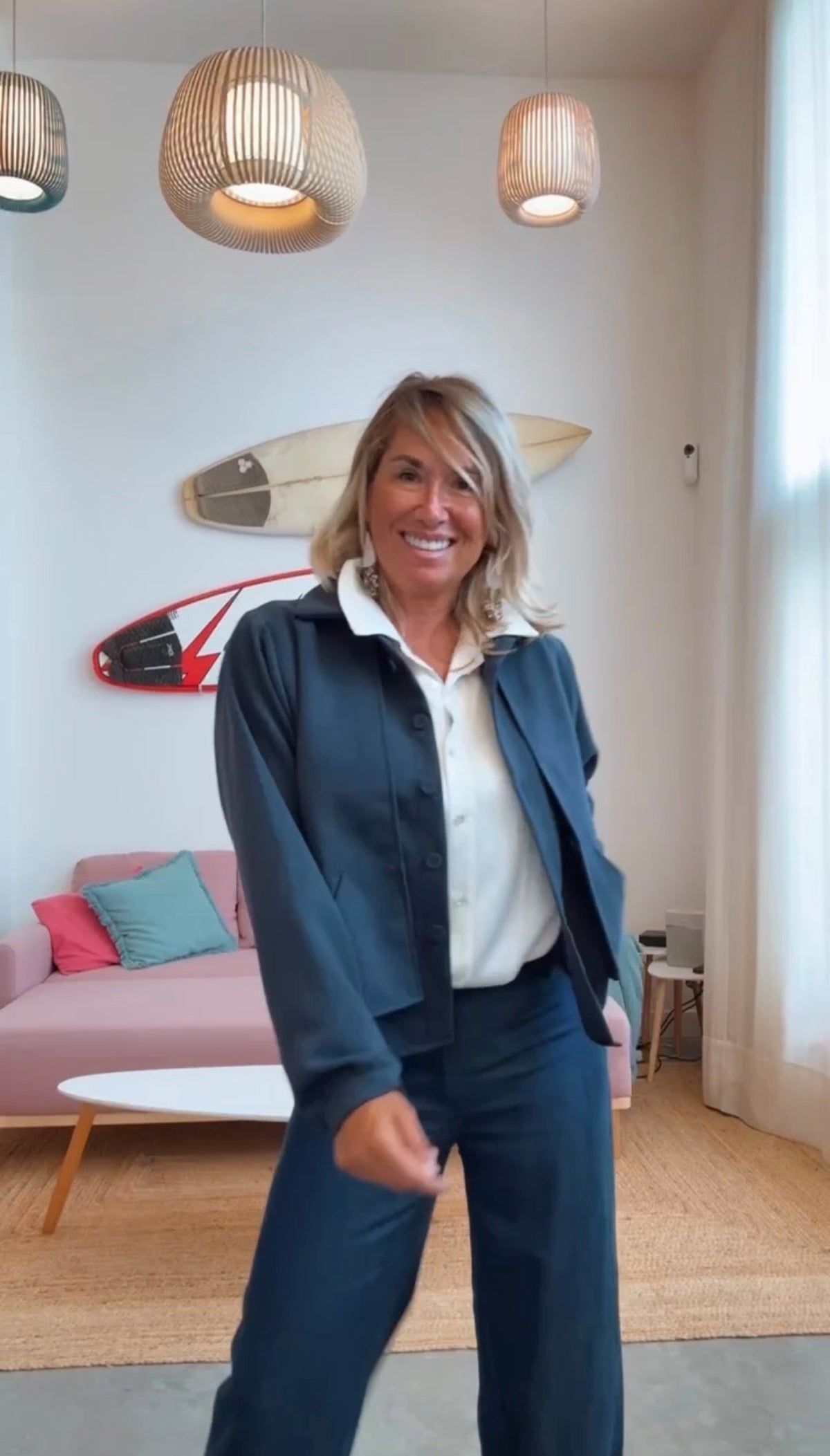 Chaqueta corta jaspeada marino