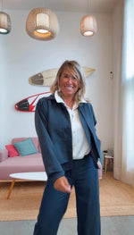 Chaqueta corta jaspeada marino