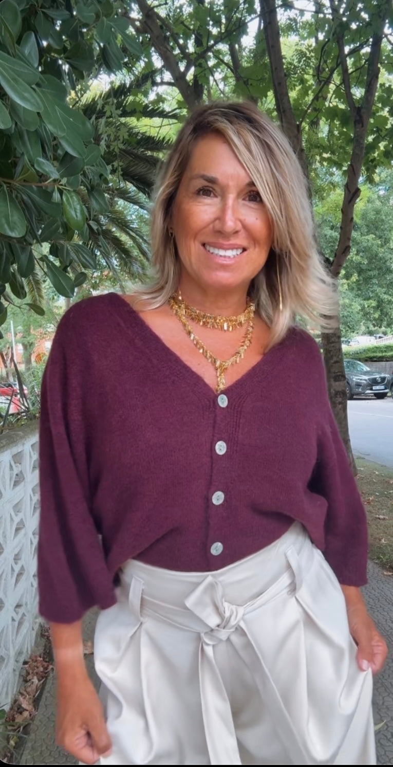 Carlota · Chaqueta de punto burdeos
