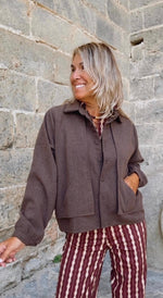Chaqueta corta jaspeada marrón